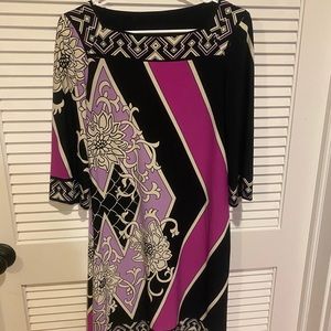 Donna Morgan Boat Neck Color Block Black/Pink/Purple Women’s Dress Size 4